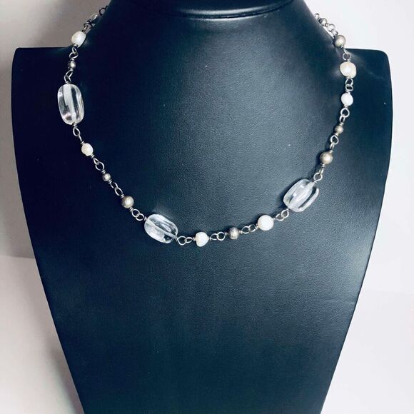 3590 SILPADA RETIRED Sterling Silver 925 Pearls Silver Crystal Necklace N1602 - Picture 1 of 2